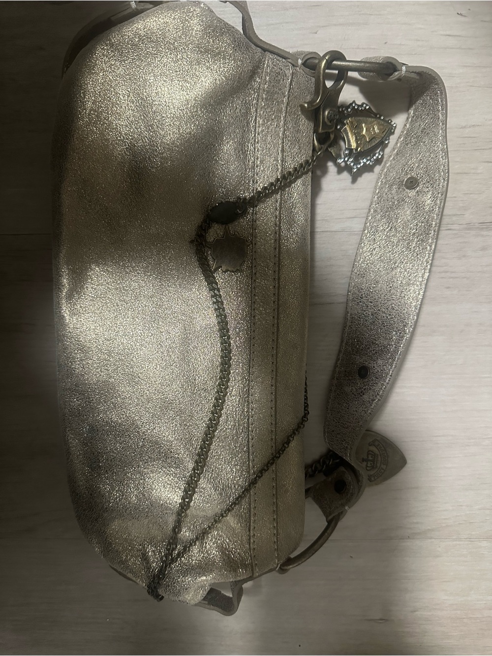 Juicy Couture Metallic Gold Mini Shoulder Bag with Charm